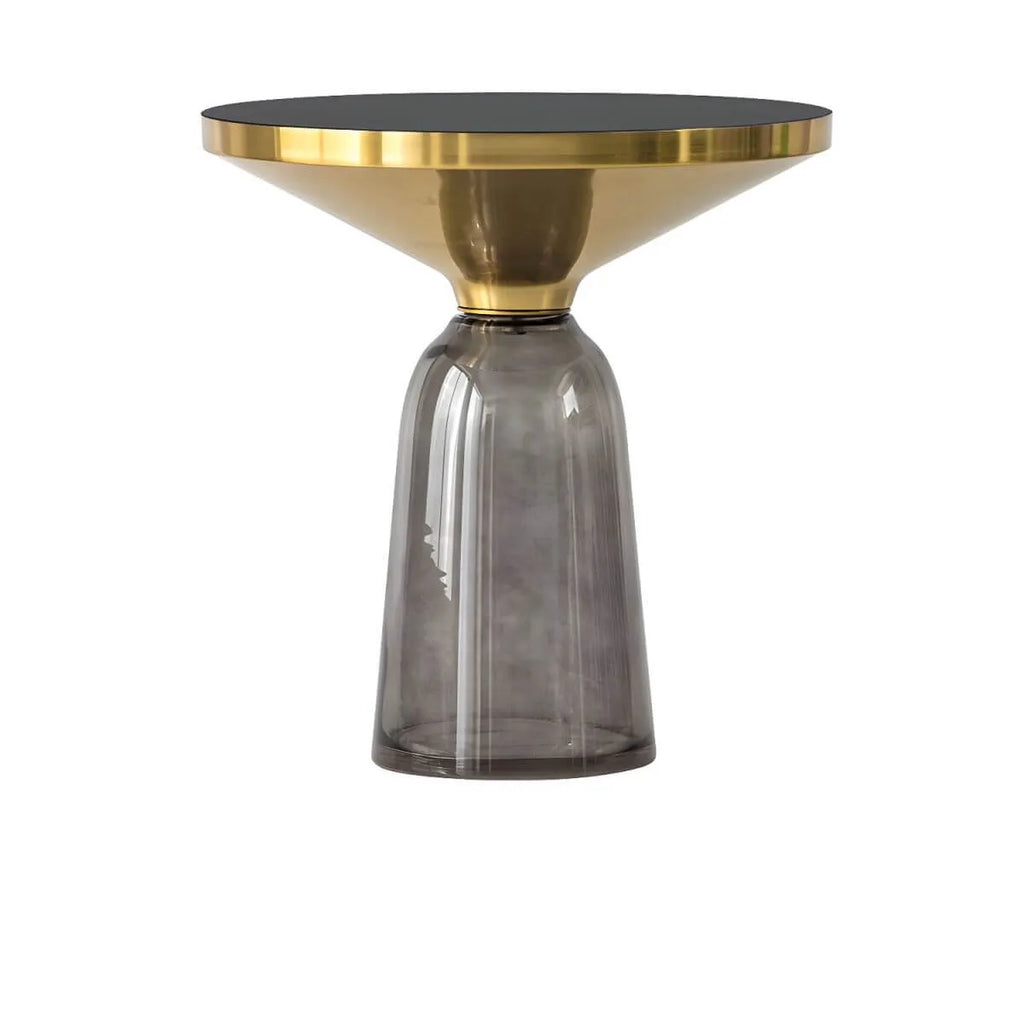 Modern Glass Drum Side Table with Matte Top – Nordic Accent Table