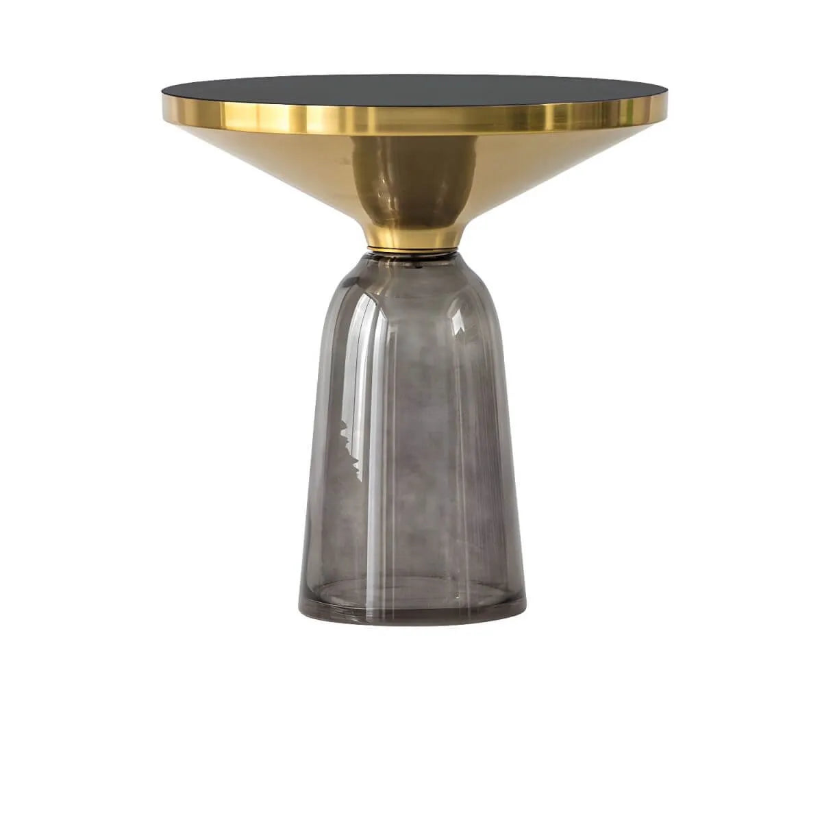 Modern Glass Drum Side Table with Matte Top – Nordic Accent Table