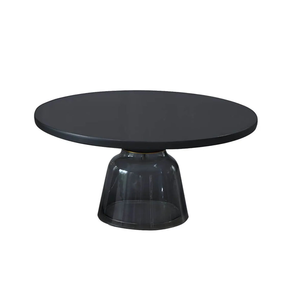 Modern Glass Drum Side Table with Matte Top – Nordic Accent Table