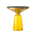 Modern Glass Drum Side Table with Matte Top – Nordic Accent Table