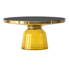 Modern Glass Drum Side Table with Matte Top – Nordic Accent Table