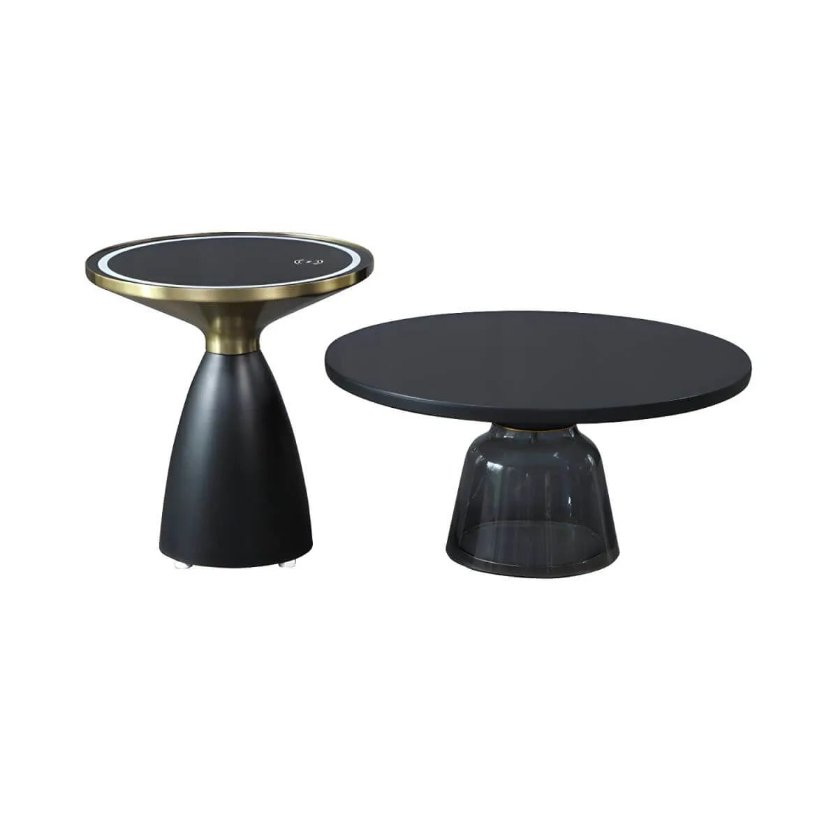 Modern Glass Drum Side Table with Matte Top – Nordic Accent Table