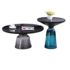 Modern Glass Drum Side Table with Matte Top – Nordic Accent Table