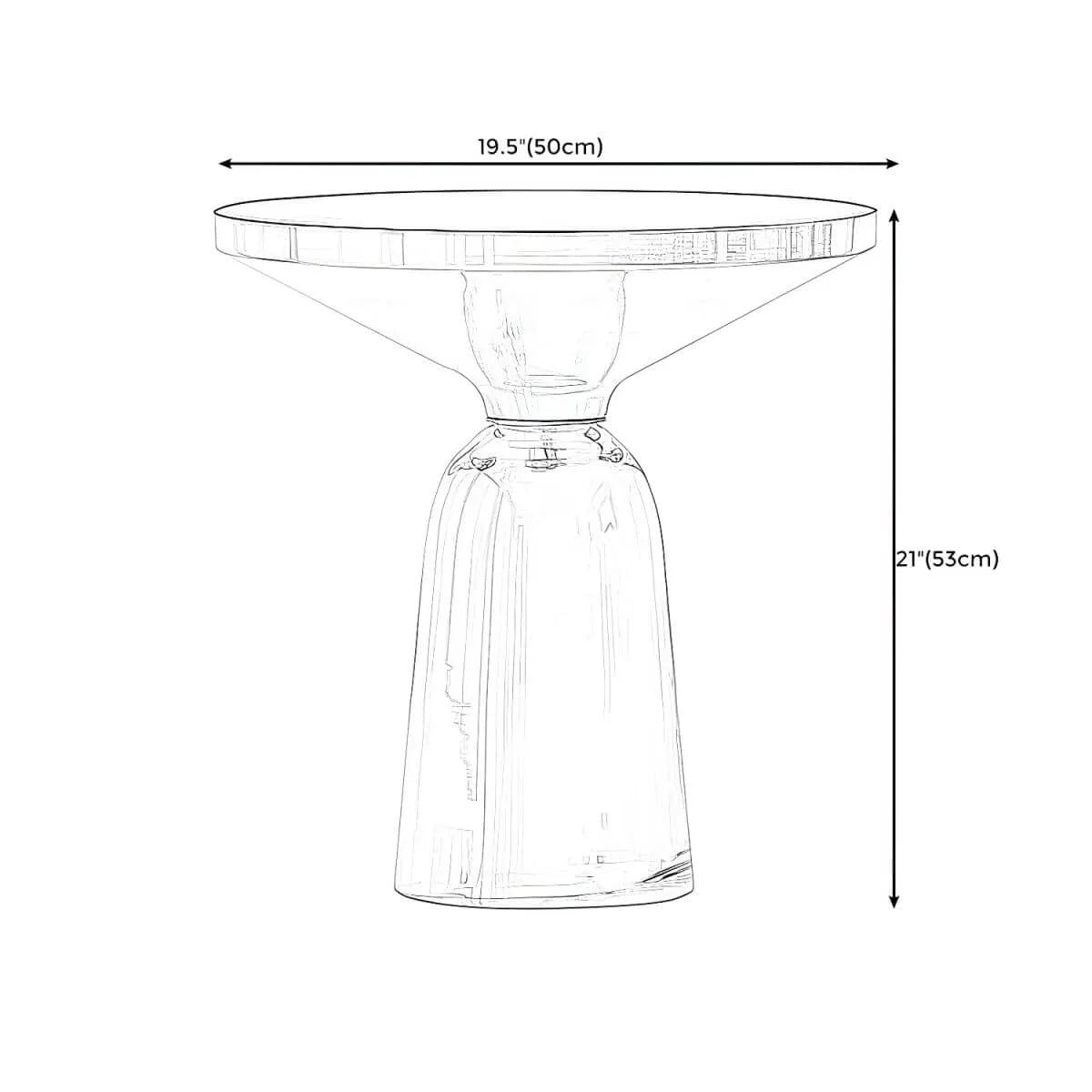 Modern Glass Drum Side Table with Matte Top – Nordic Accent Table Dimensions