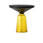 Modern Glass Drum Side Table with Matte Top – Nordic Accent Table Main Product Image