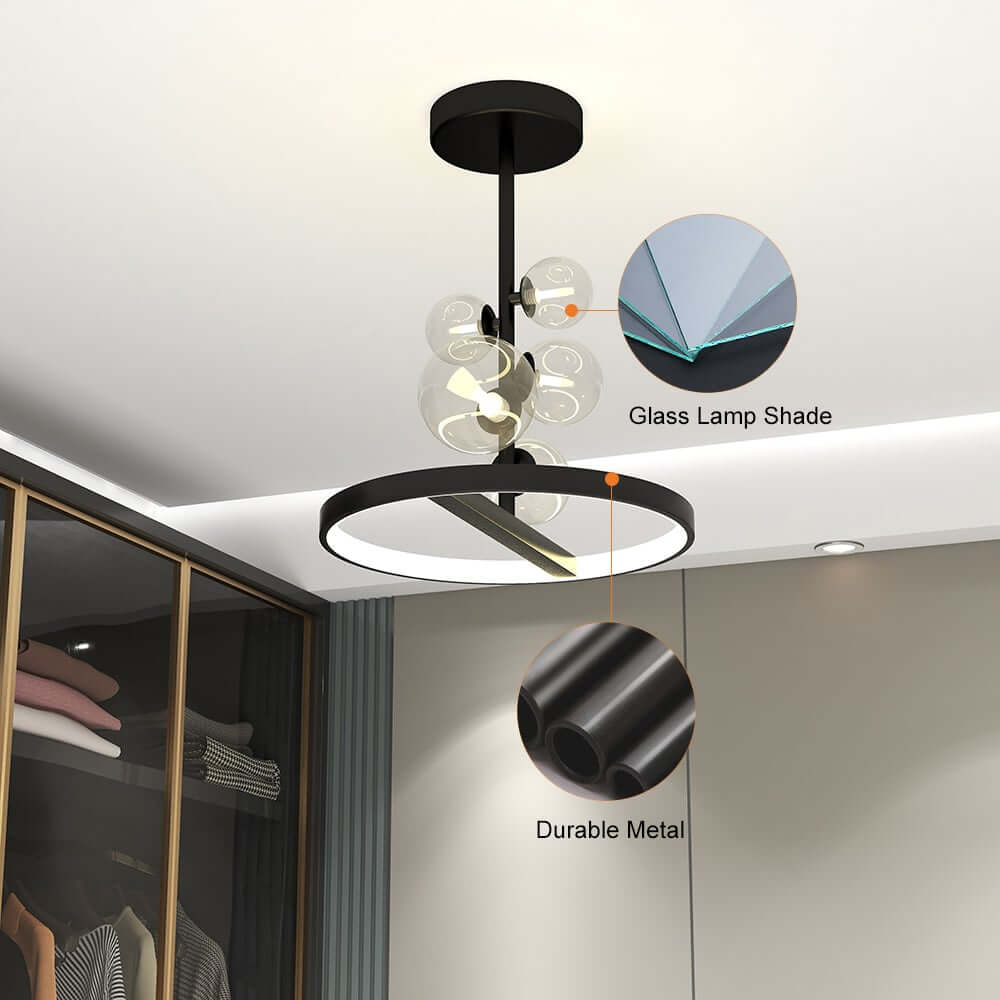 Modern Glass Globe Bubble Chandelier with 5-Light LED Design