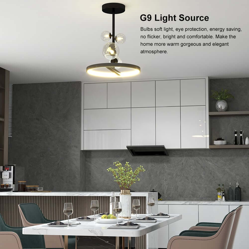 Modern Glass Globe Bubble Chandelier with 5-Light LED Design