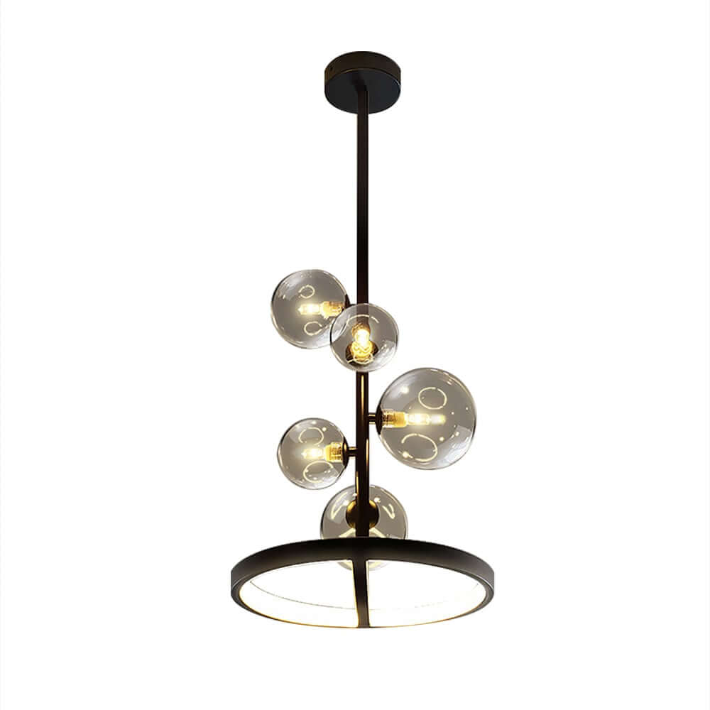 Modern Glass Globe Bubble Chandelier with 5-Light LED Design