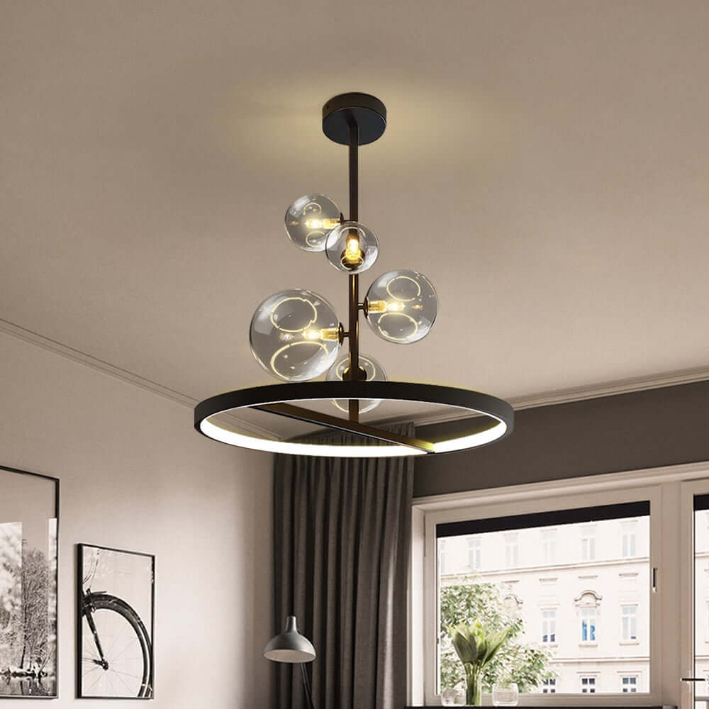 Modern Glass Globe Bubble Chandelier with 5-Light LED Design