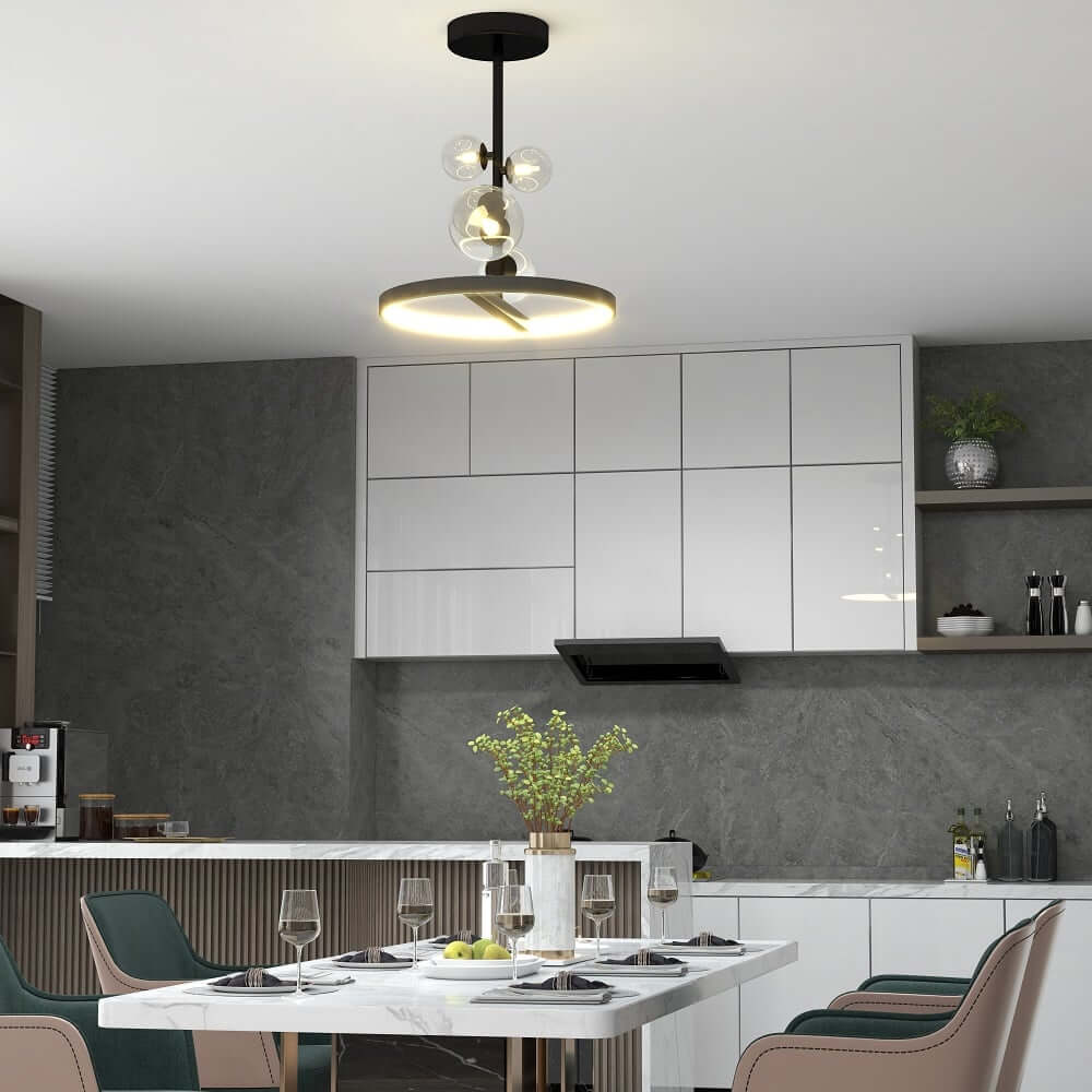 Modern Glass Globe Bubble Chandelier with 5-Light LED Design