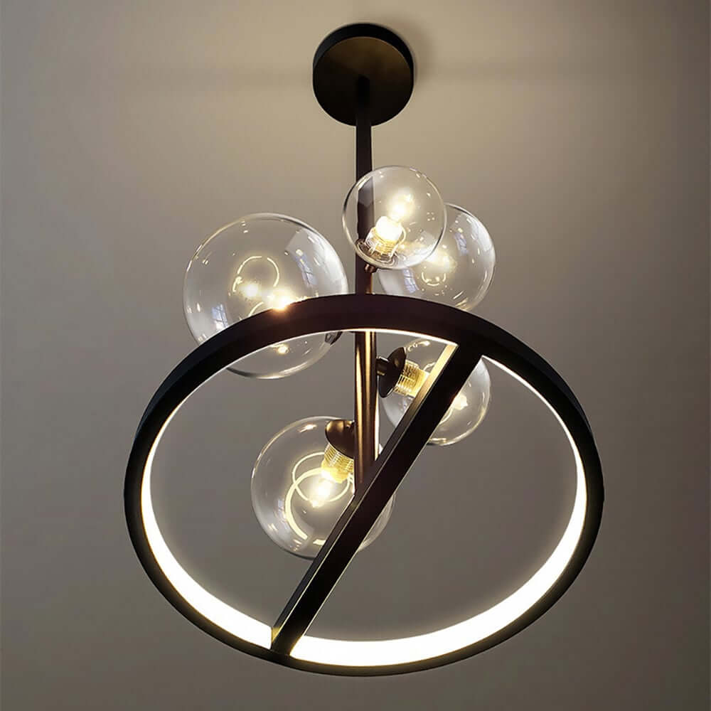 Modern Glass Globe Bubble Chandelier with 5-Light LED Design