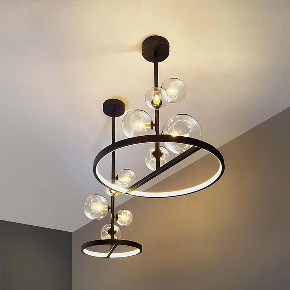 Modern Glass Globe Bubble Chandelier with 5-Light LED Design