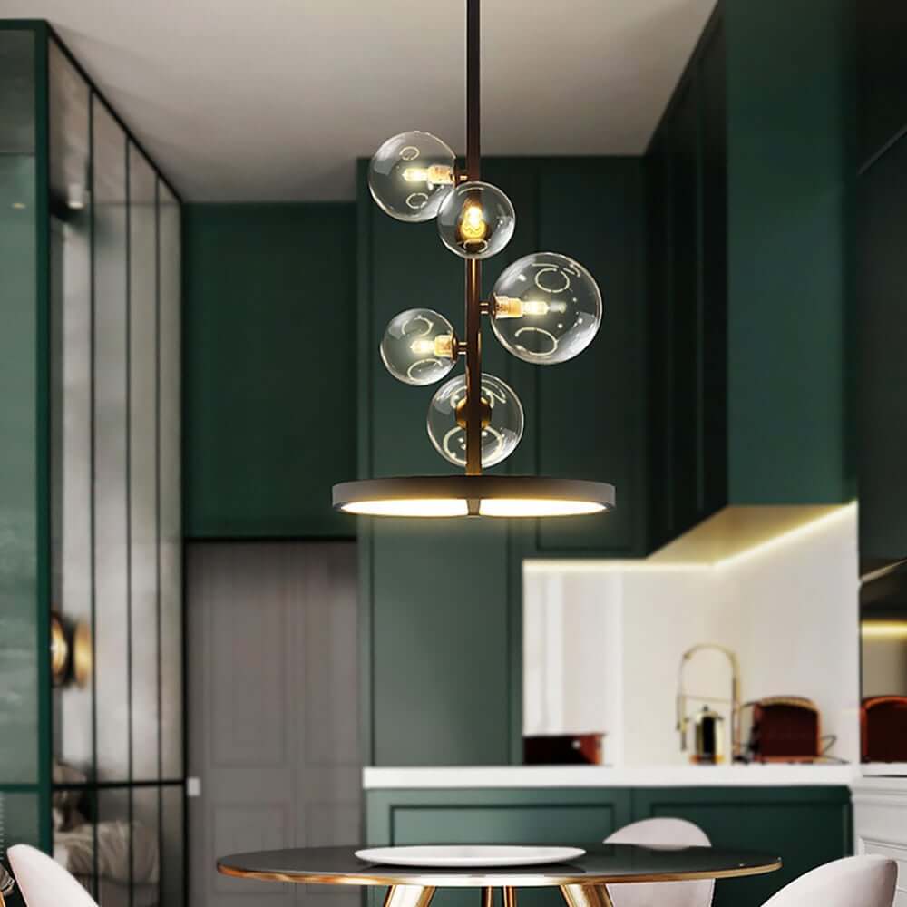 Modern Glass Globe Bubble Chandelier with 5-Light LED Design Secondary image