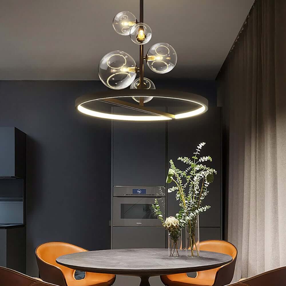 Modern Glass Globe Bubble Chandelier with 5-Light LED Design