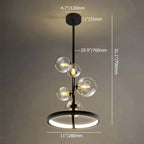 Modern Glass Globe Bubble Chandelier with 5-Light LED Design Dimensions