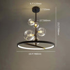 Modern Glass Globe Bubble Chandelier with 5-Light LED Design Dimensions