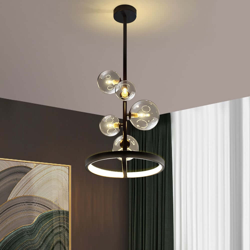 Modern Glass Globe Bubble Chandelier with 5-Light LED Design Main Product Image Main image
