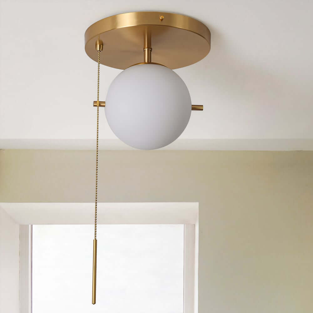 Modern Glass Globe Ceiling Light with Gold Finish and Ambient Glow