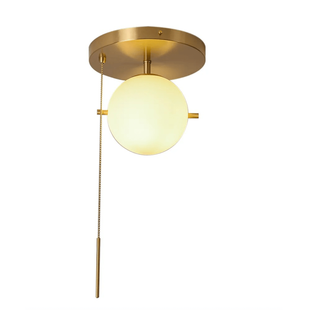 Modern Glass Globe Ceiling Light with Gold Finish and Ambient Glow