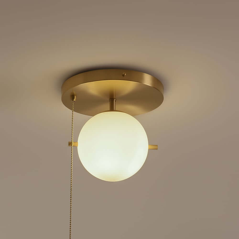 Modern Glass Globe Ceiling Light with Gold Finish and Ambient Glow