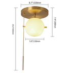Modern Glass Globe Ceiling Light with Gold Finish and Ambient Glow Dimensions