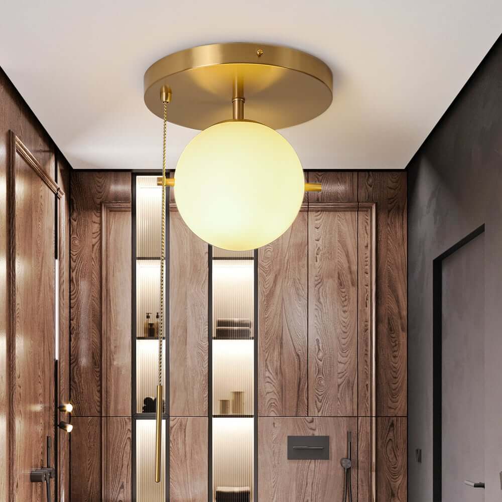 Modern Glass Globe Ceiling Light with Gold Finish and Ambient Glow Main Product Image