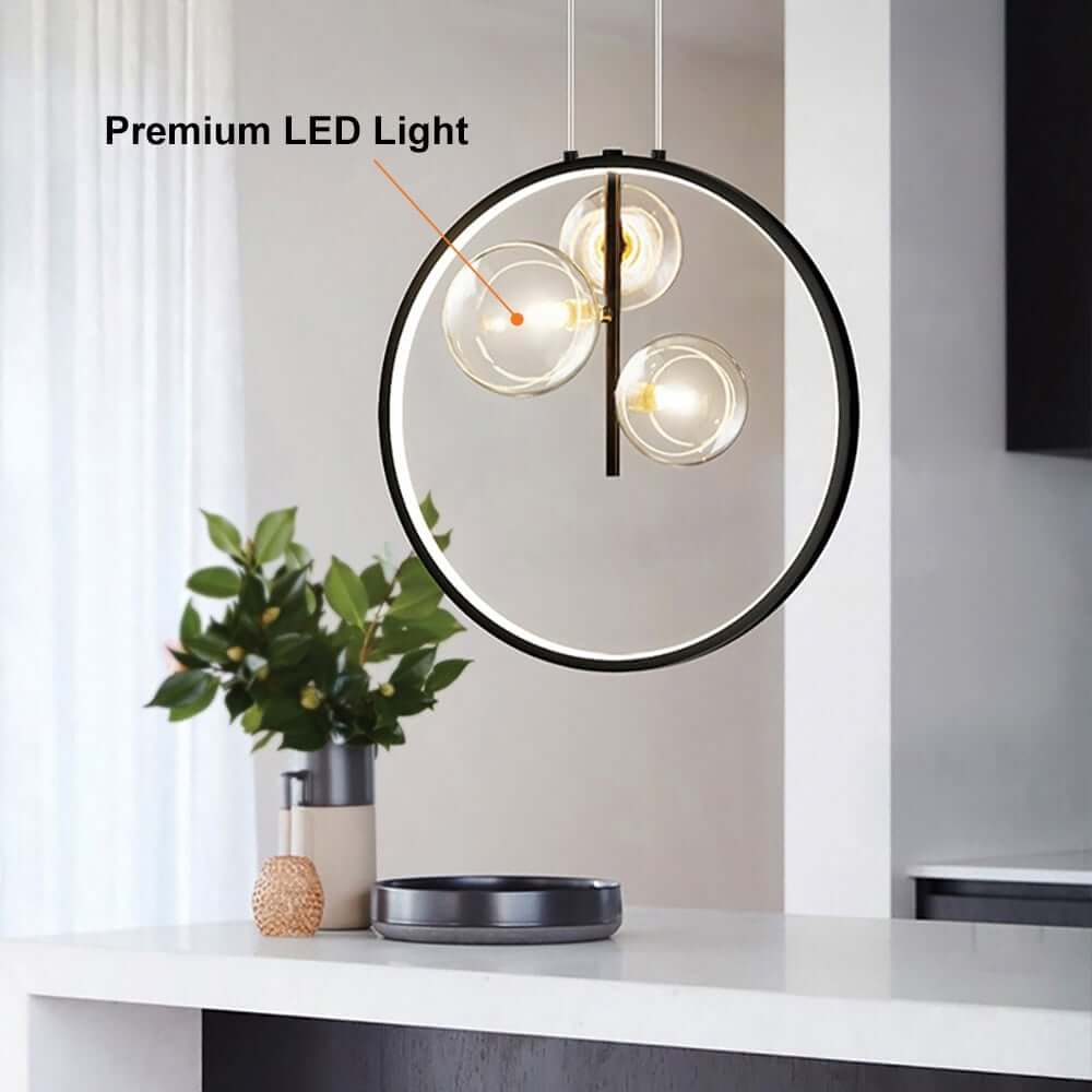 Modern Glass Globe Pendant Light with Adjustable Height