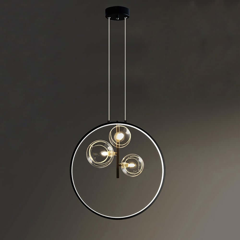 Modern Glass Globe Pendant Light with Adjustable Height
