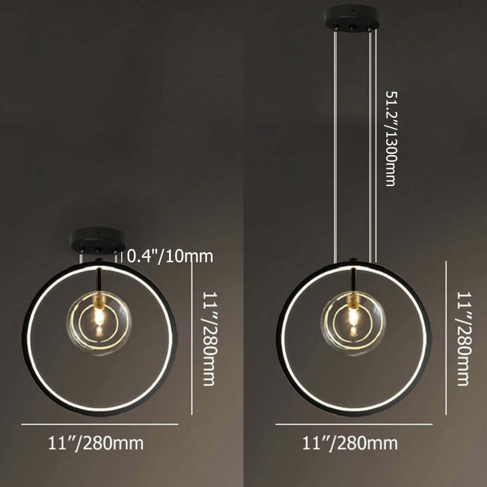 Modern Glass Globe Pendant Light with Adjustable Height