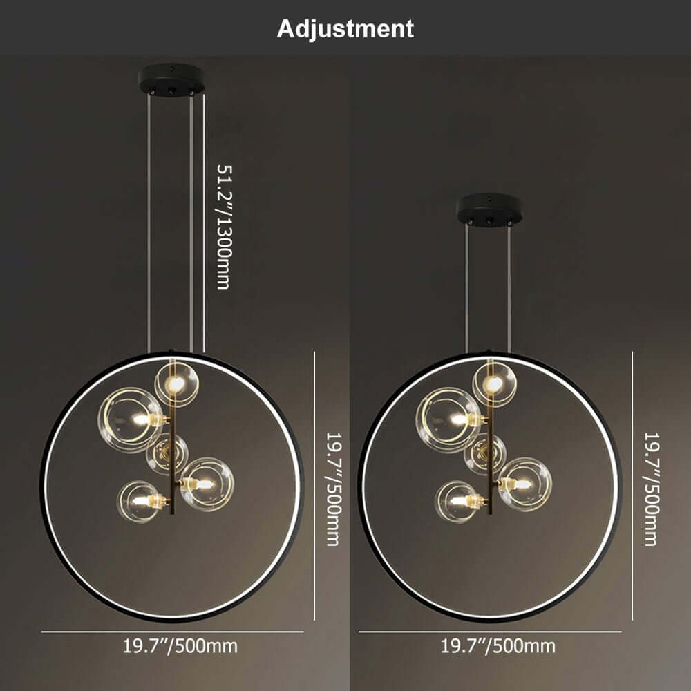 Modern Glass Globe Pendant Light with Adjustable Height