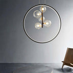Modern Glass Globe Pendant Light with Adjustable Height