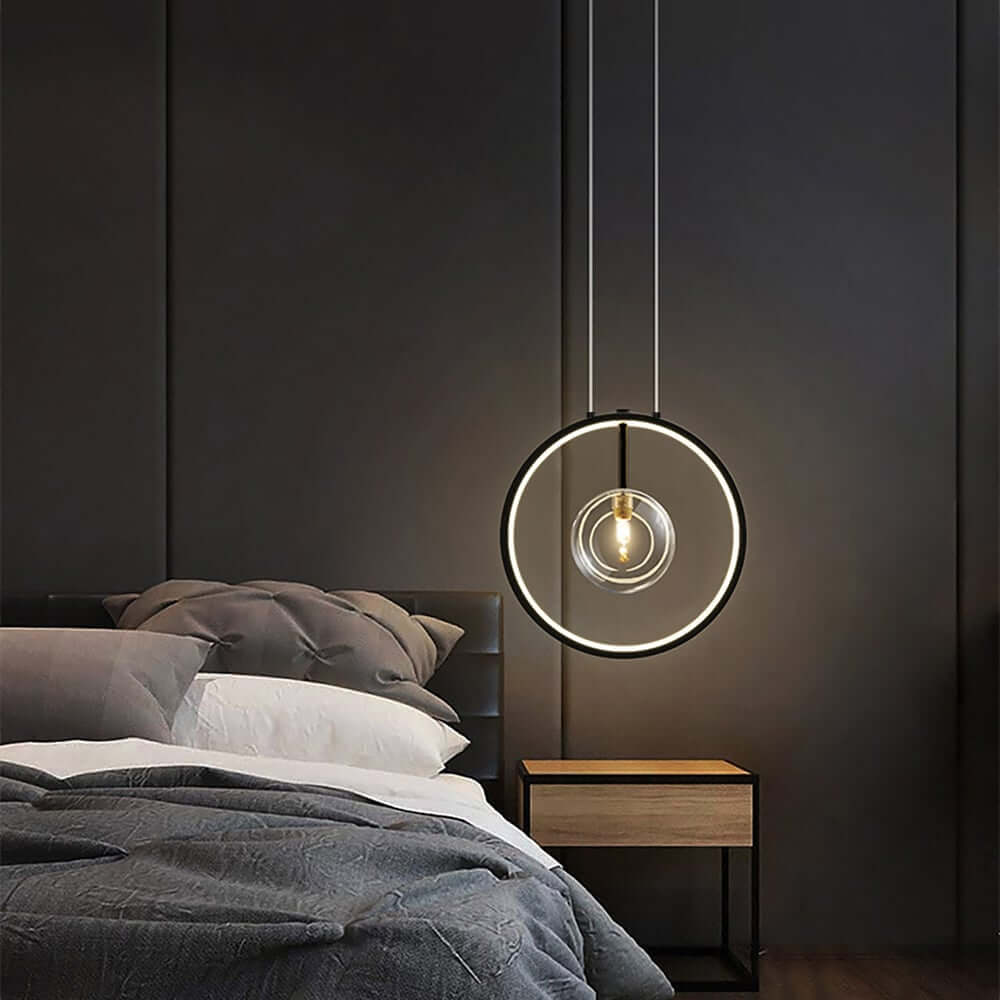 Modern Glass Globe Pendant Light with Adjustable Height