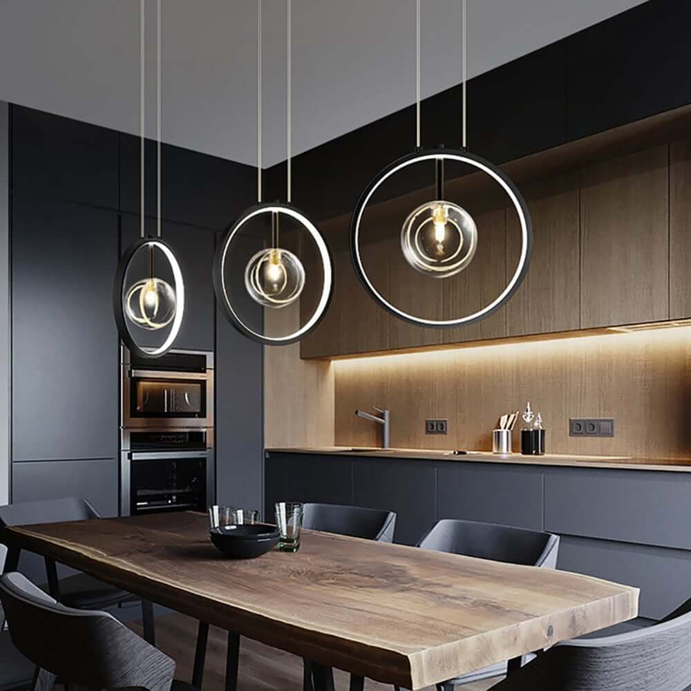 Modern Glass Globe Pendant Light with Adjustable Height