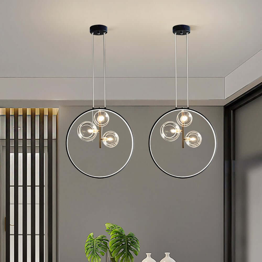 Modern Glass Globe Pendant Light with Adjustable Height