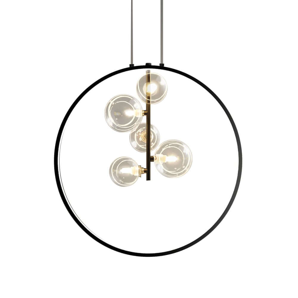 Modern Glass Globe Pendant Light with Adjustable Height