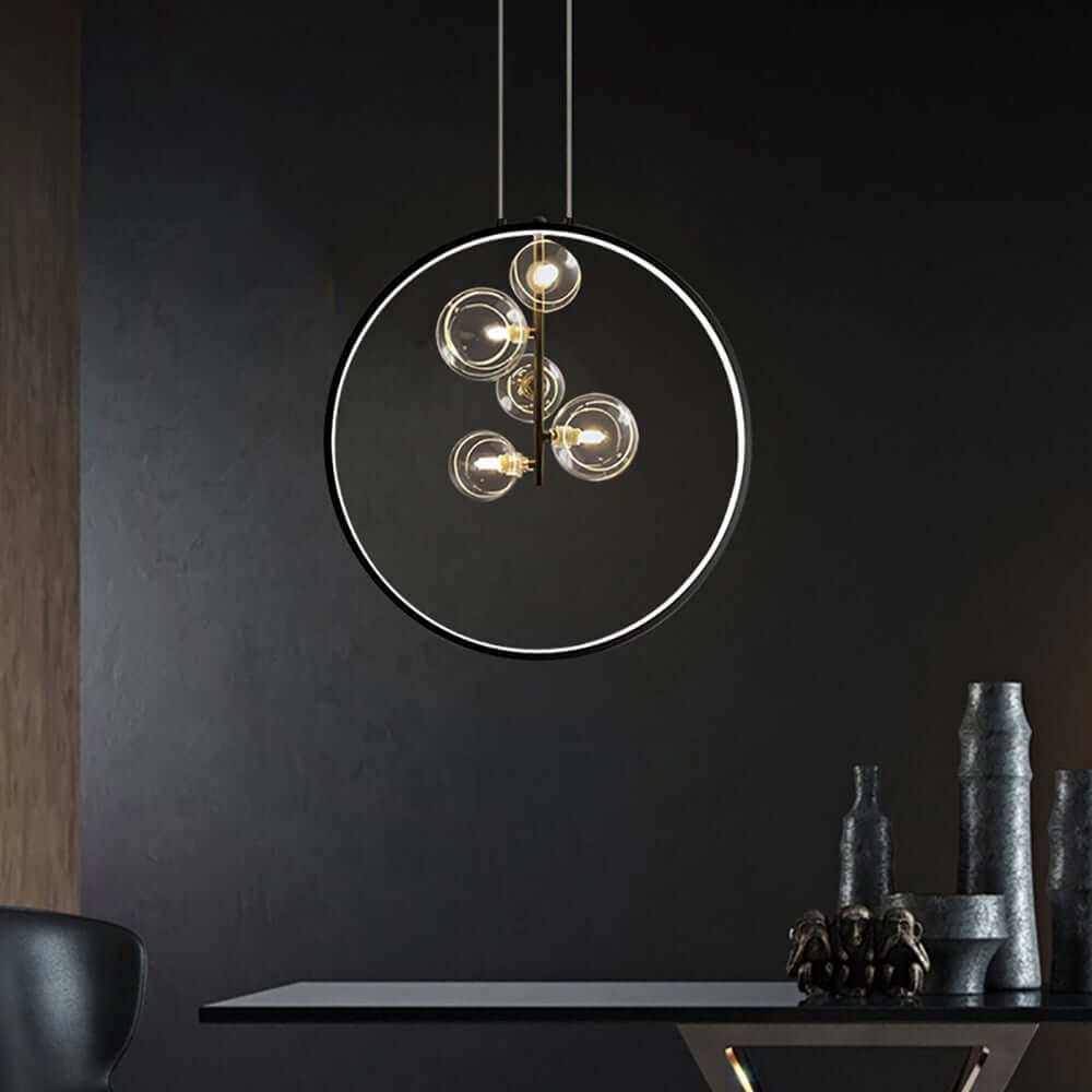 Modern Glass Globe Pendant Light with Adjustable Height