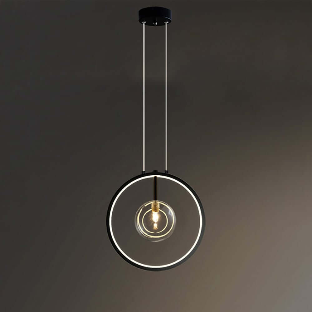 Modern Glass Globe Pendant Light with Adjustable Height