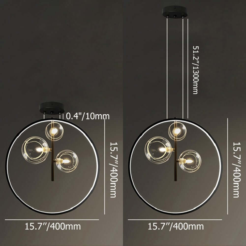 Modern Glass Globe Pendant Light with Adjustable Height