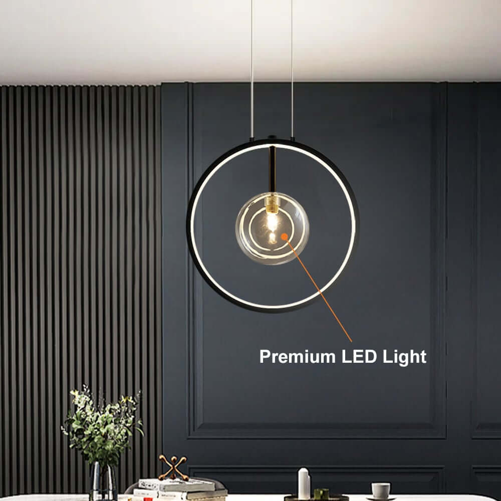 Modern Glass Globe Pendant Light with Adjustable Height