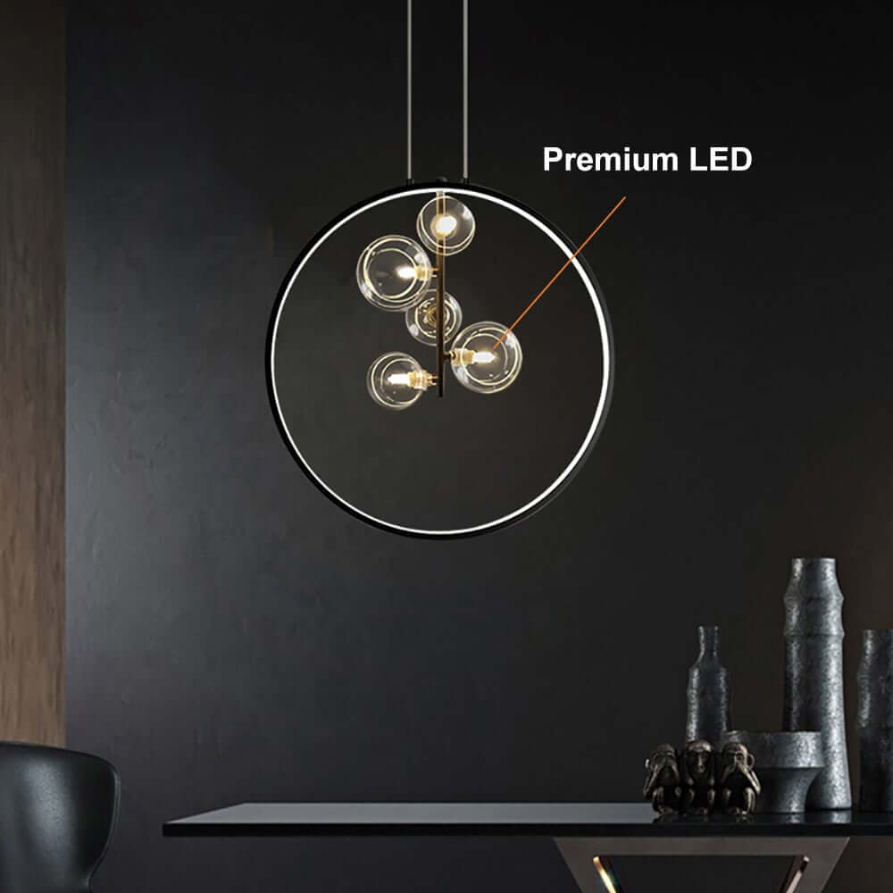 Modern Glass Globe Pendant Light with Adjustable Height