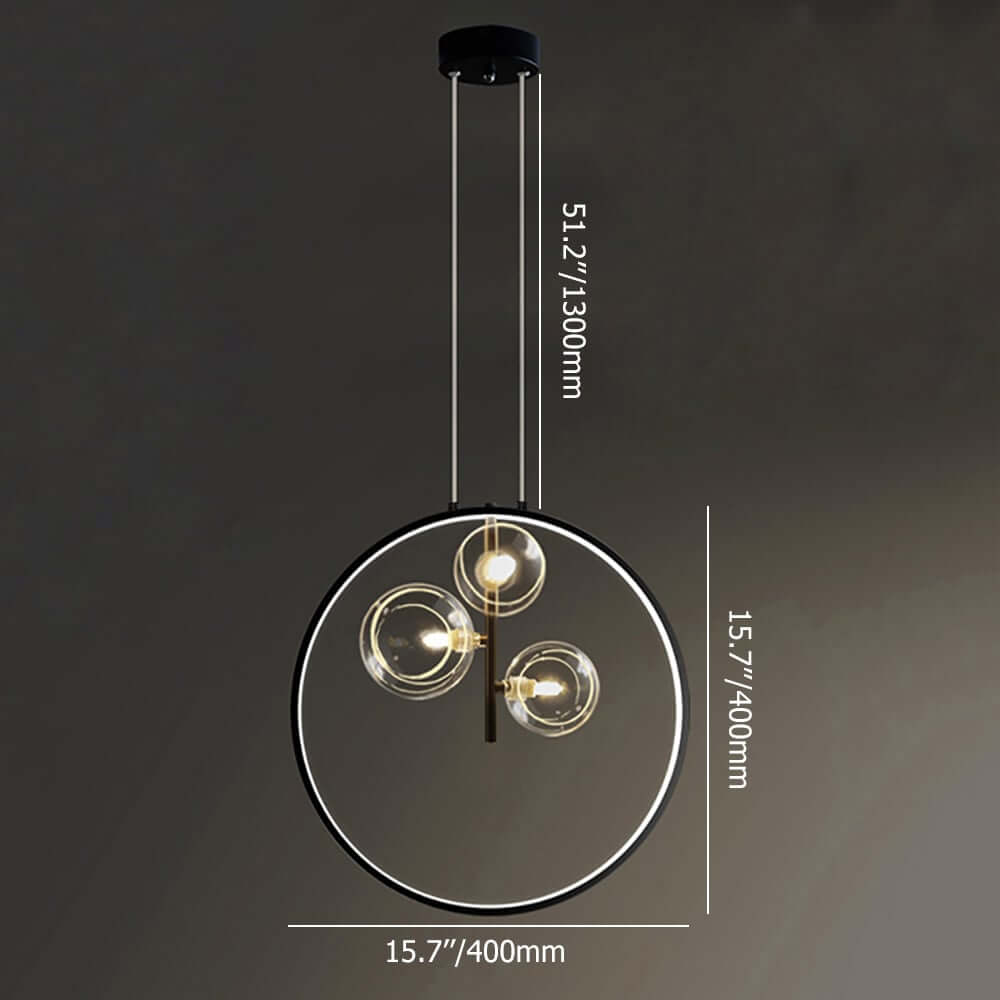 Modern Glass Globe Pendant Light with Adjustable Height Dimensions
