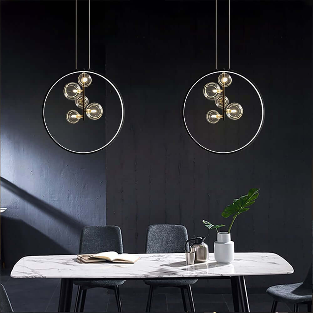 Modern Glass Globe Pendant Light with Adjustable Height Main Product Image