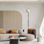 Modern Glass Globe Plug-In Floor Sconce with Marble Base