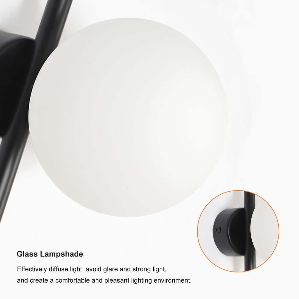 Modern Glass Globe Plug-In Floor Sconce with Marble Base