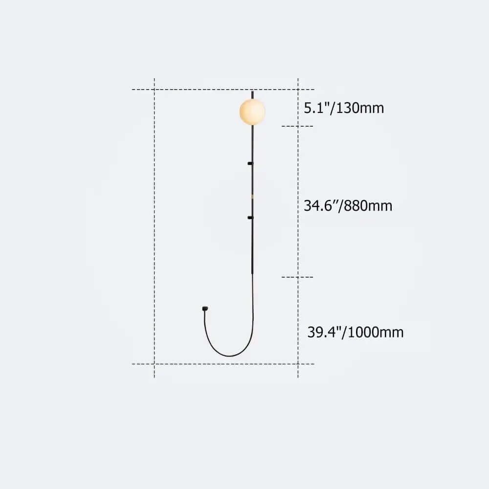 Modern Glass Globe Plug-In Floor Sconce with Marble Base Dimensions