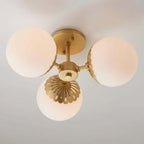 Modern Glass Globe Semi-Flush Ceiling Light with Gold Finish