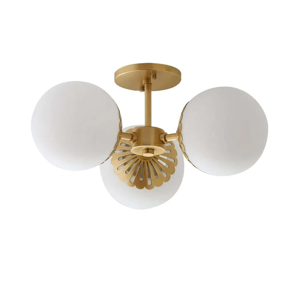Modern Glass Globe Semi-Flush Ceiling Light with Gold Finish