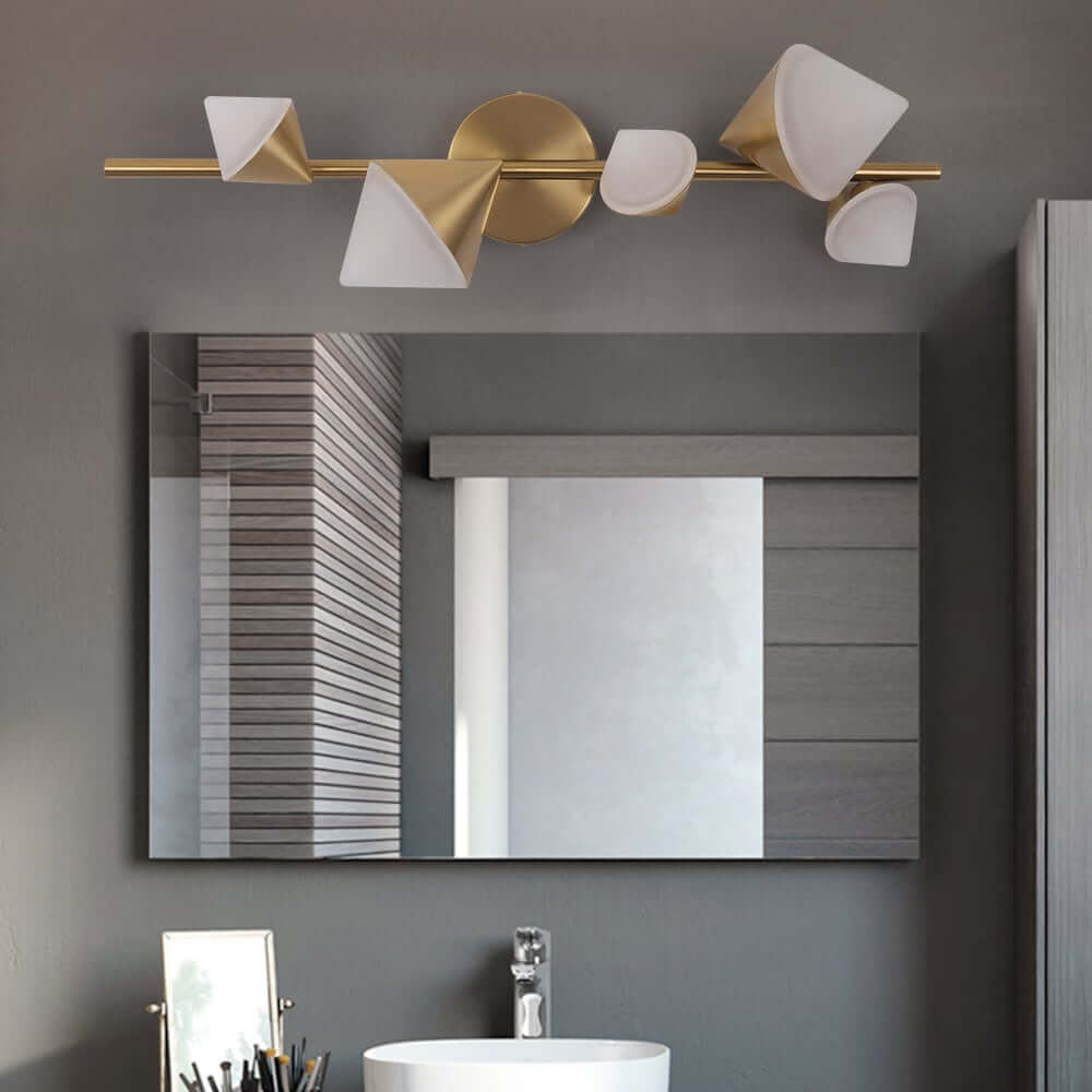 Modern Gold 5-Light Flush Mount Wall Light with Acrylic Shade