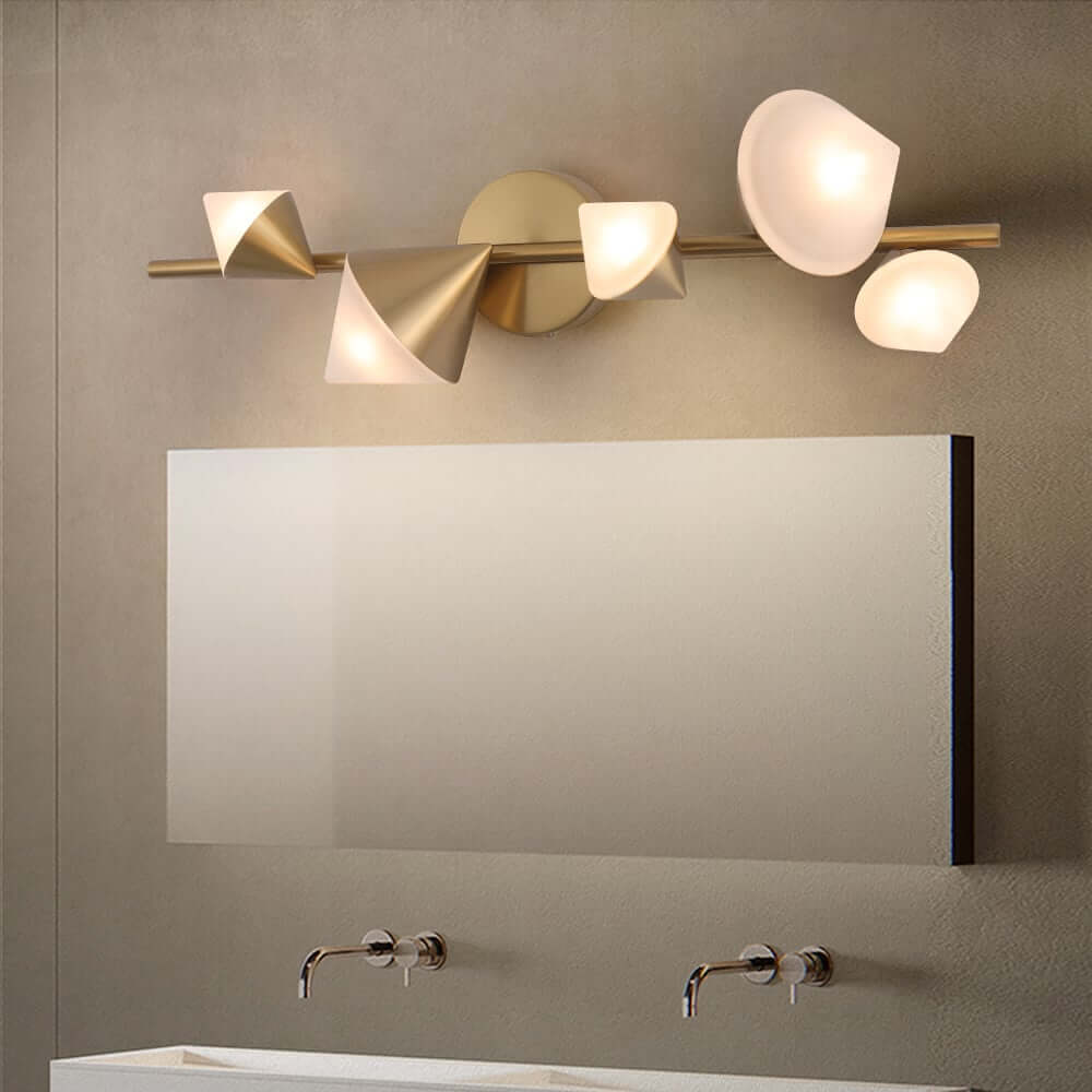 Modern Gold 5-Light Flush Mount Wall Light with Acrylic Shade