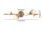 Modern Gold 5-Light Flush Mount Wall Light with Acrylic Shade Dimensions